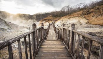 Famous Noboribetsu hot springs, Hokkaido, Japan