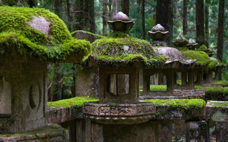 Okunoin Cemetery Mount Koya on the Kumano Kodo pilgrimage trail